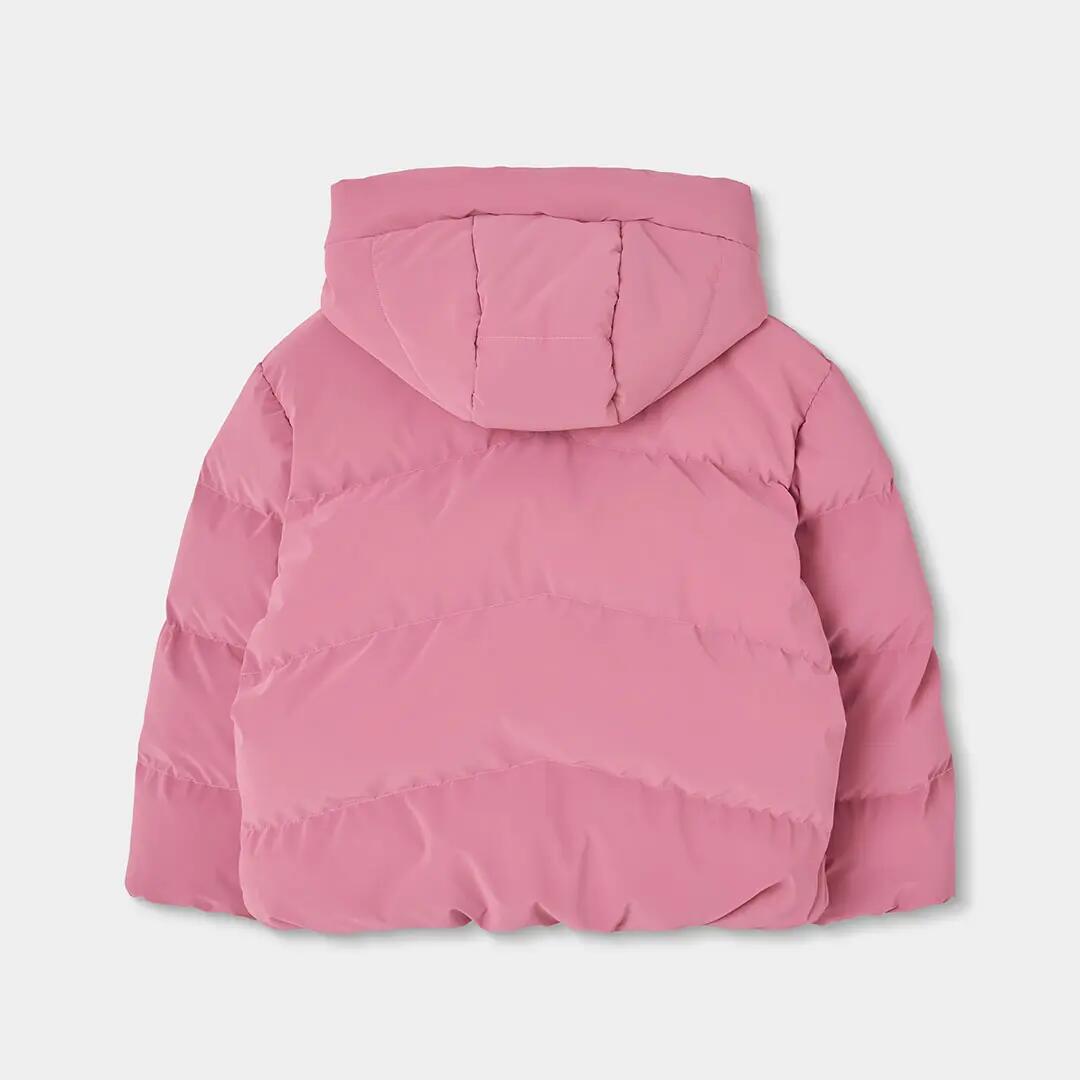Parka tejido técnico niña rosa con capucha 2/4