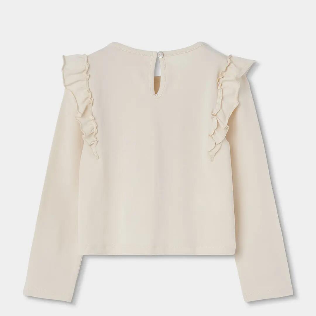Camiseta punto niña crudo estampado lazo rosa 2/4
