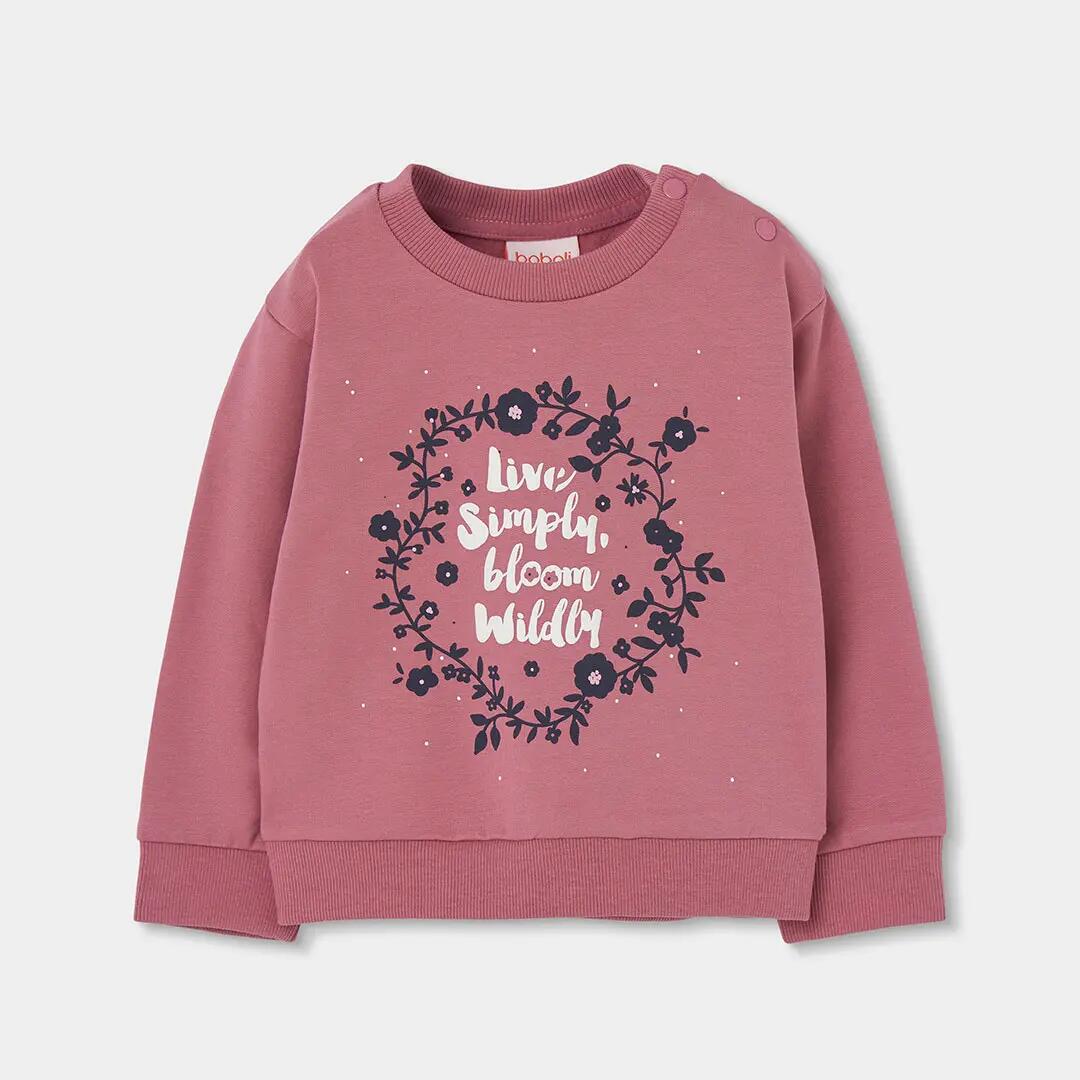Conjunto felpa niña rosa estampado flores 3/7