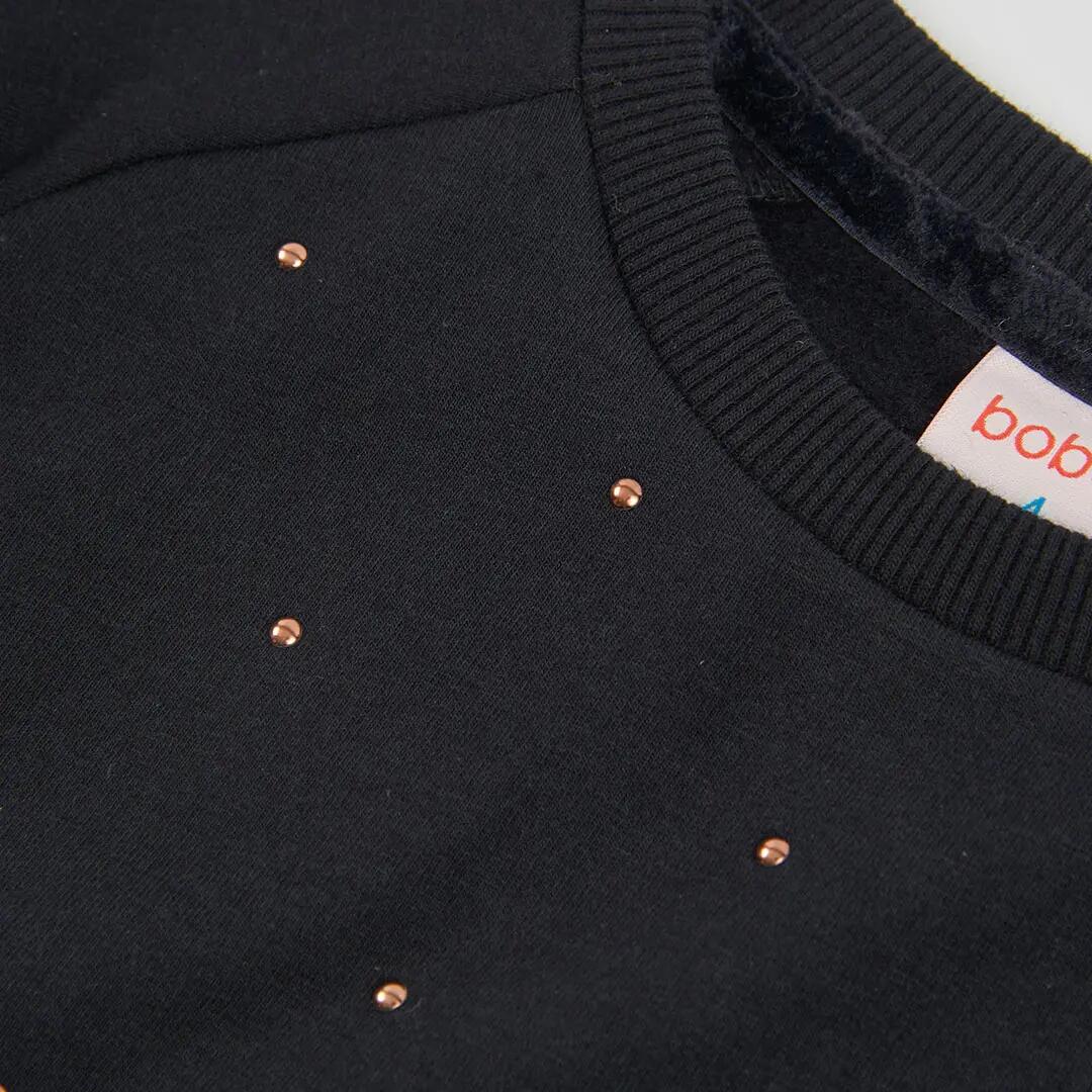 Sudadera felpa niña negra con tachuelas 3/4