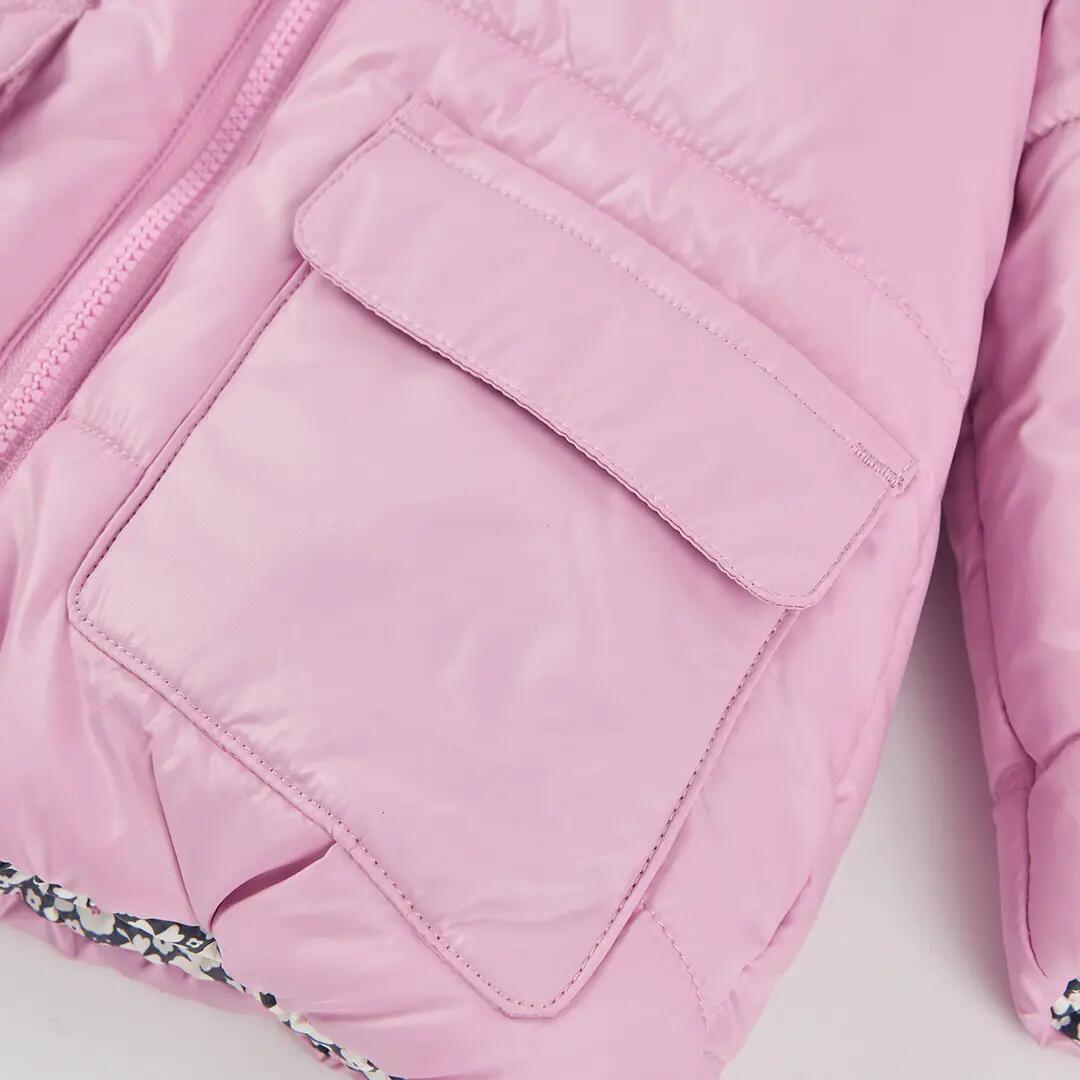 Parka tejido técnico niña rosa reversible flores 7/7