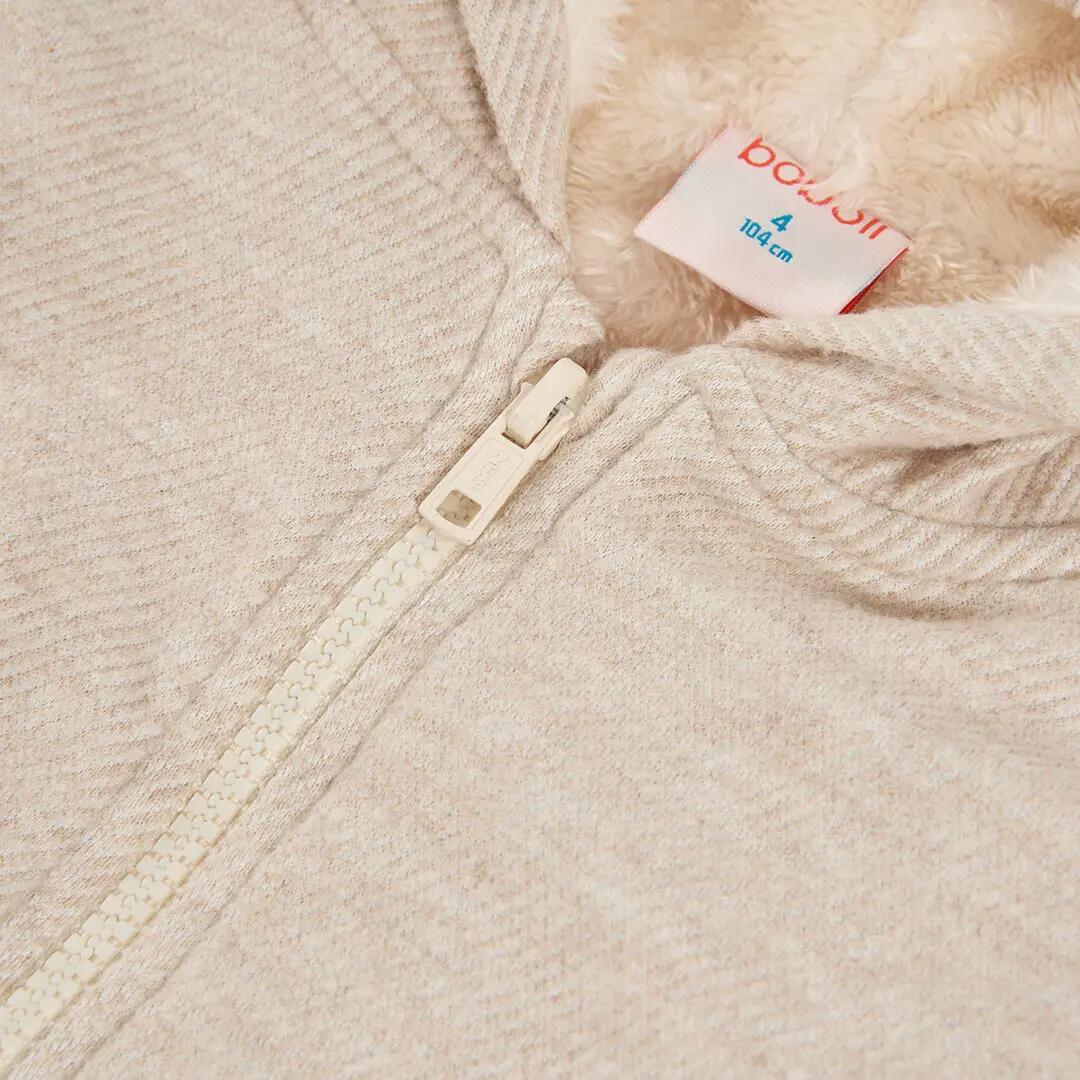 Cazadora punto beige con capucha niña 3/4