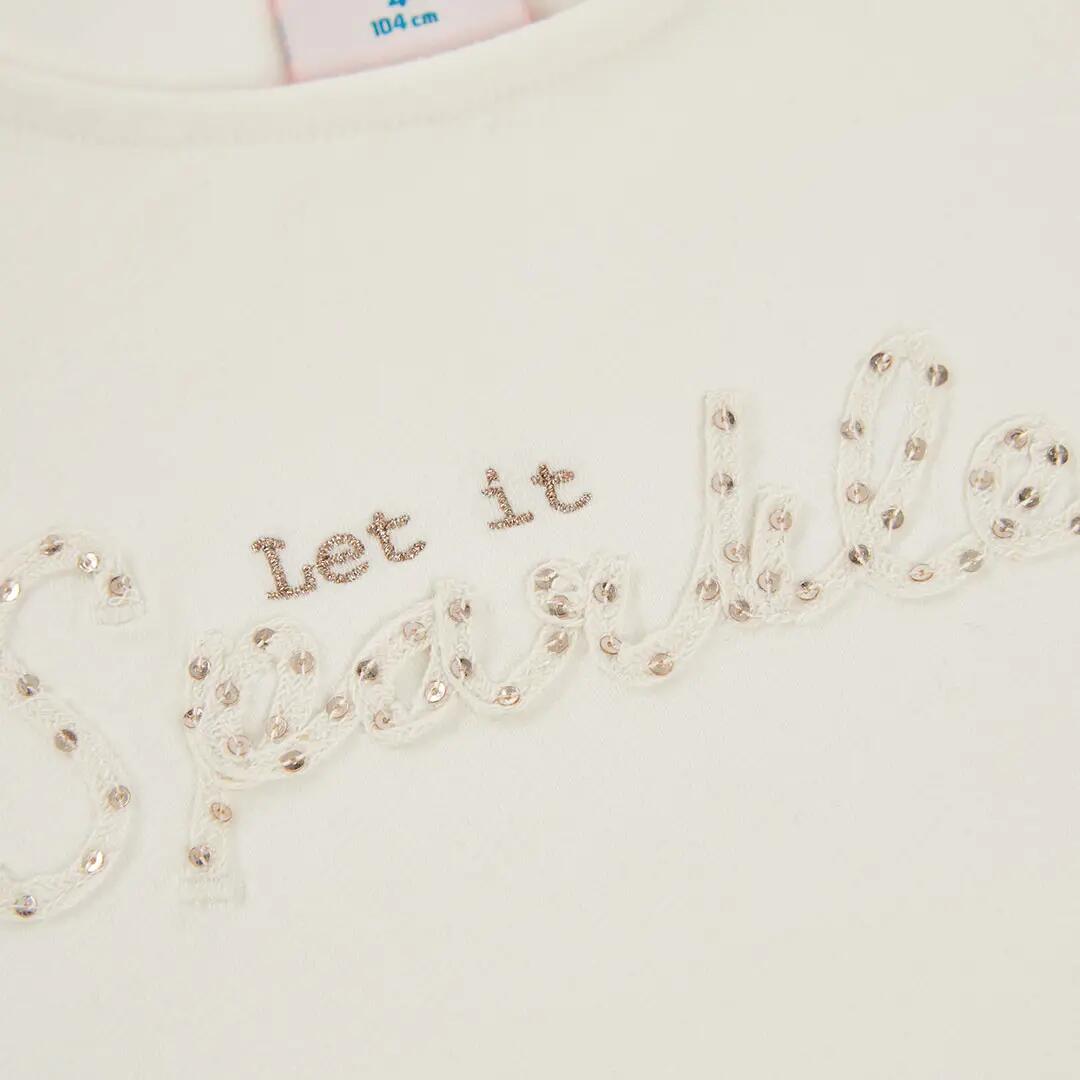 Camiseta punto niña blanca con mensaje 3/4