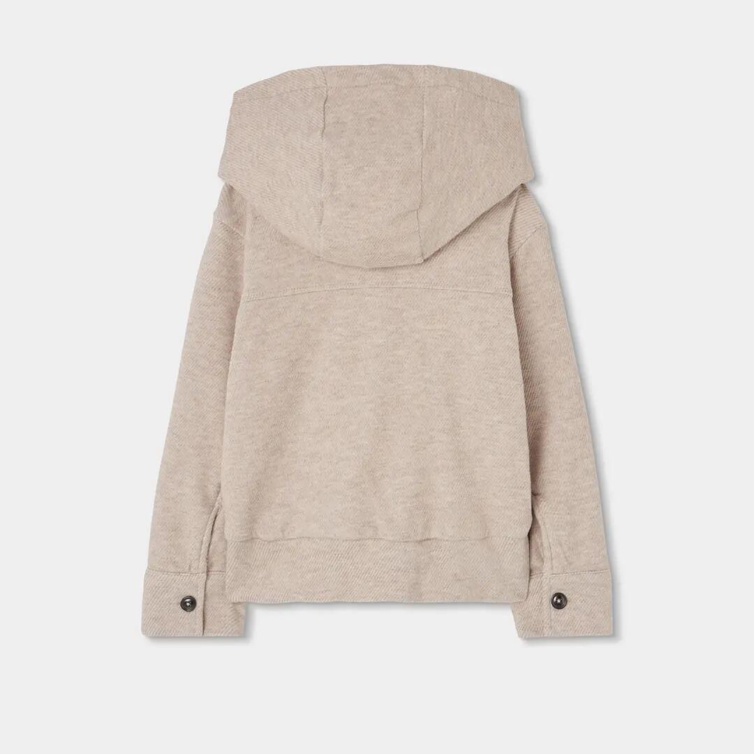 Cazadora punto beige con capucha niña 2/4