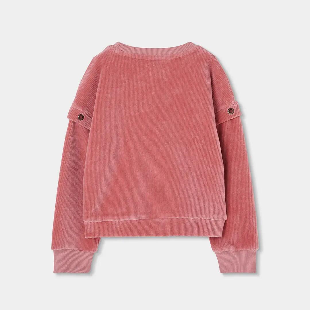 Sudadera pana niña rosa con botones 2/4
