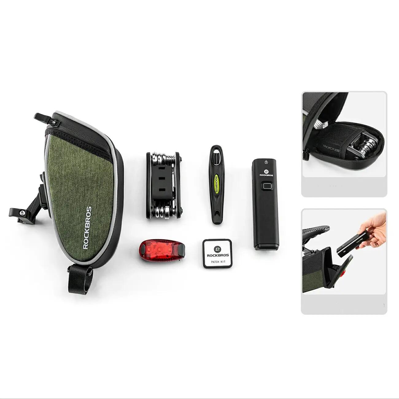 Fietszadeltas 0,45 l met lamp 250 mAh 5/7