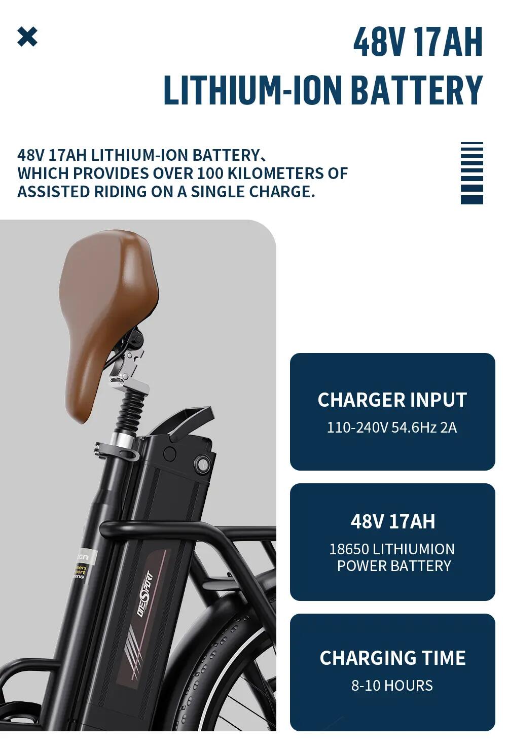 Stadt-E-Bike OT16-2, 48V 17Ah Akku, 20" Reifen 6/13