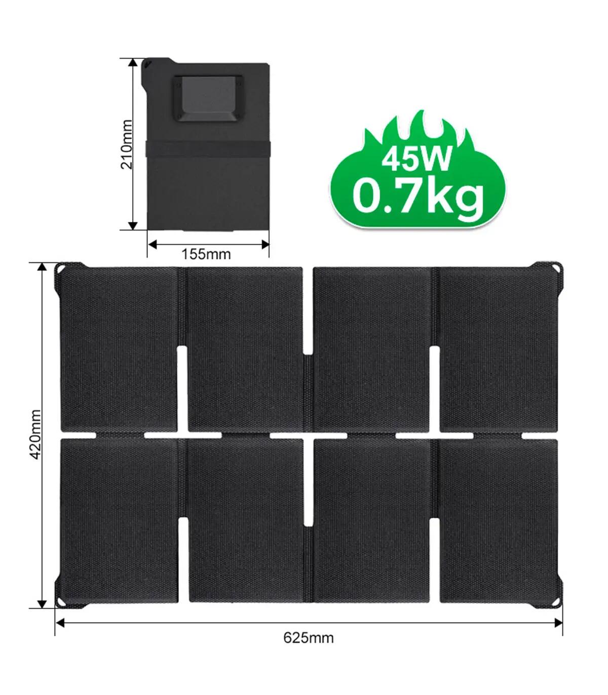 Painel Solar Dobrável 45W USB-C PD Portátil IP68 Camping Caminhada Autocaravana 3/12