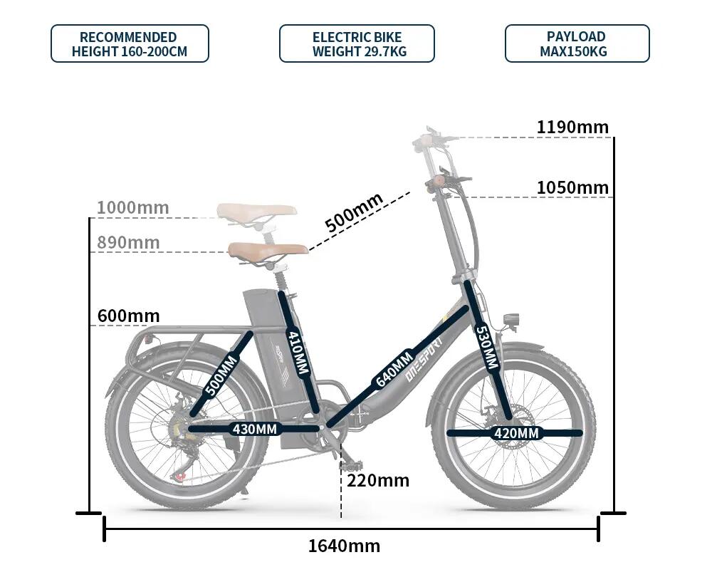 Stadt-E-Bike OT16-2, 48V 17Ah Akku, 20" Reifen 13/13