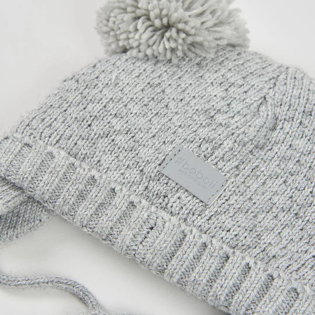 Gorro gris vigoré con pompones bebé 2/3