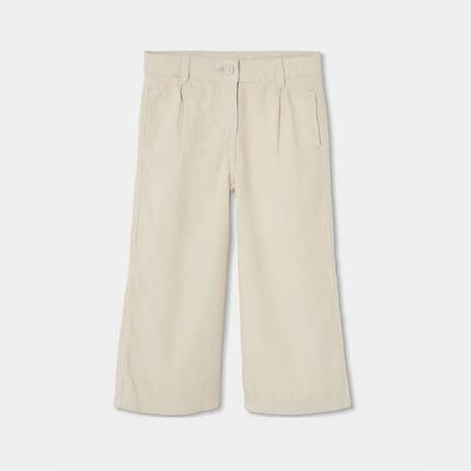 Pantalon fille velours côtelé fin wide leg