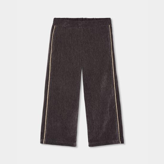 Pantalon fille velours avec bande latérale