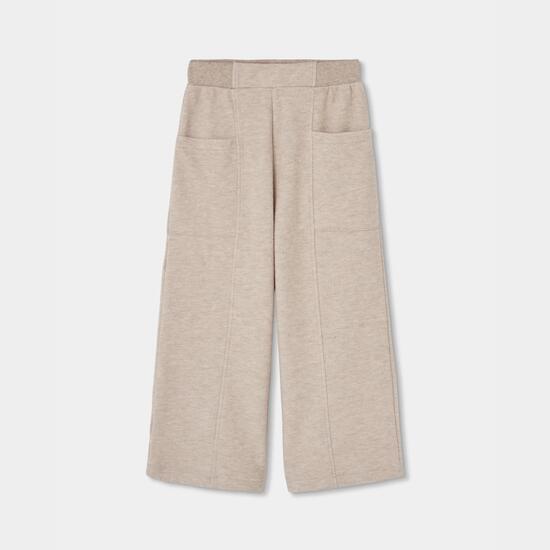 Pantalon fille en maille wide leg