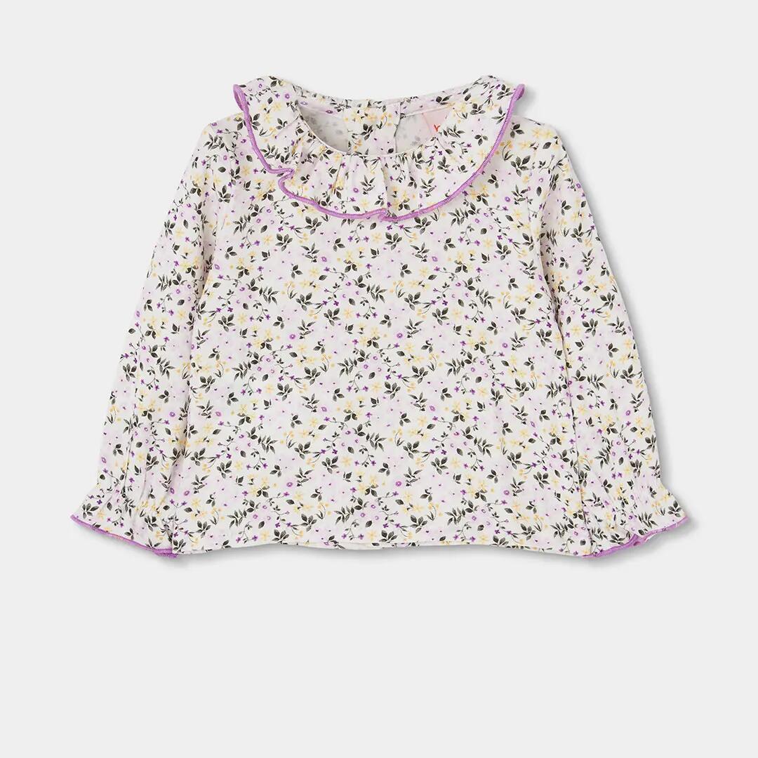 Conjunto bebé lila bordado de flores 3/7