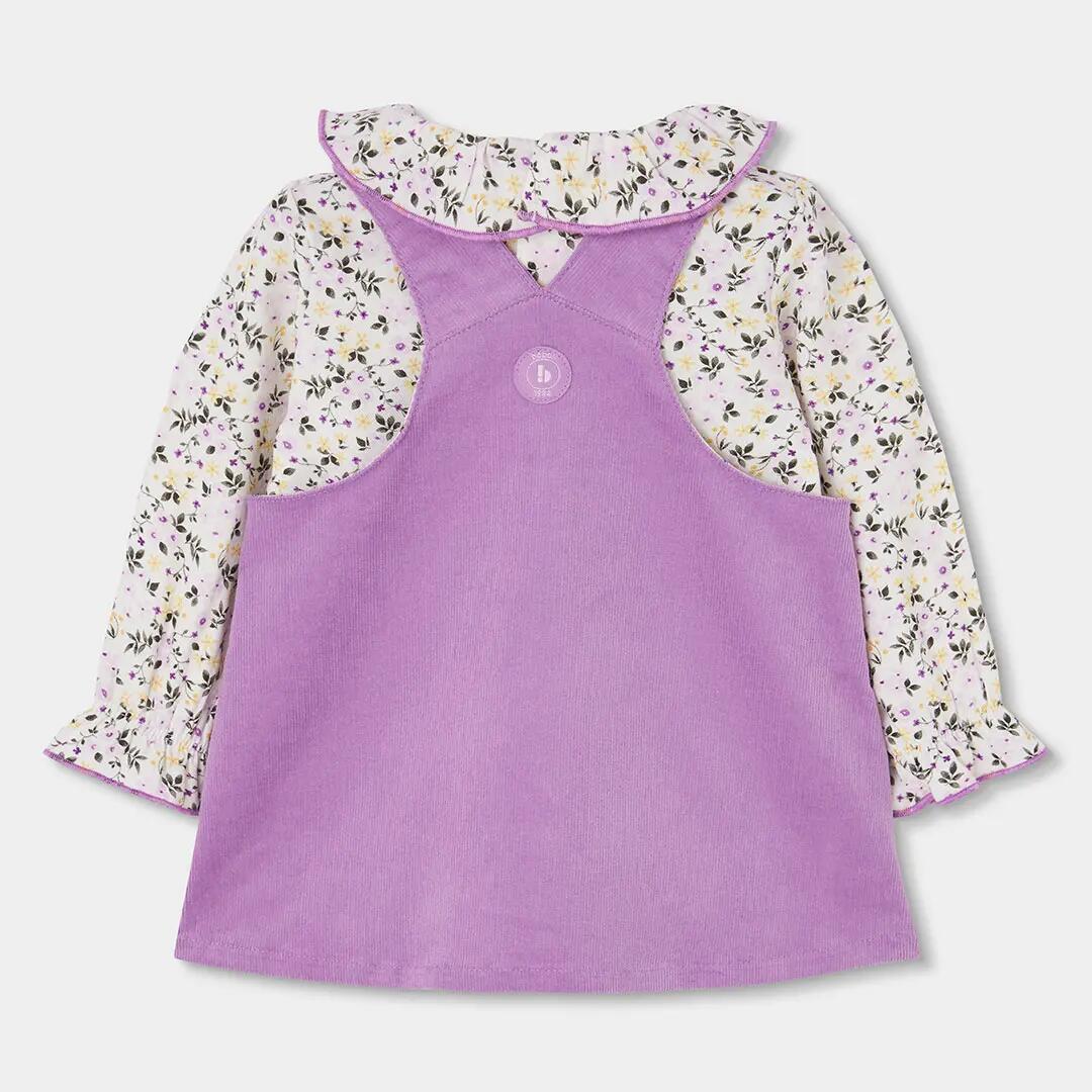 Conjunto bebé lila bordado de flores 2/7