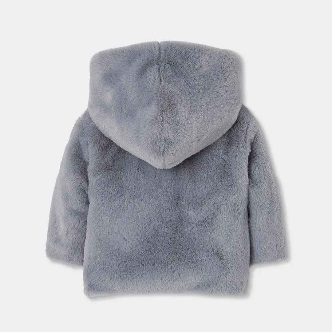 Chaqueta felpa bebé reversible cuadros azul gris 6/7