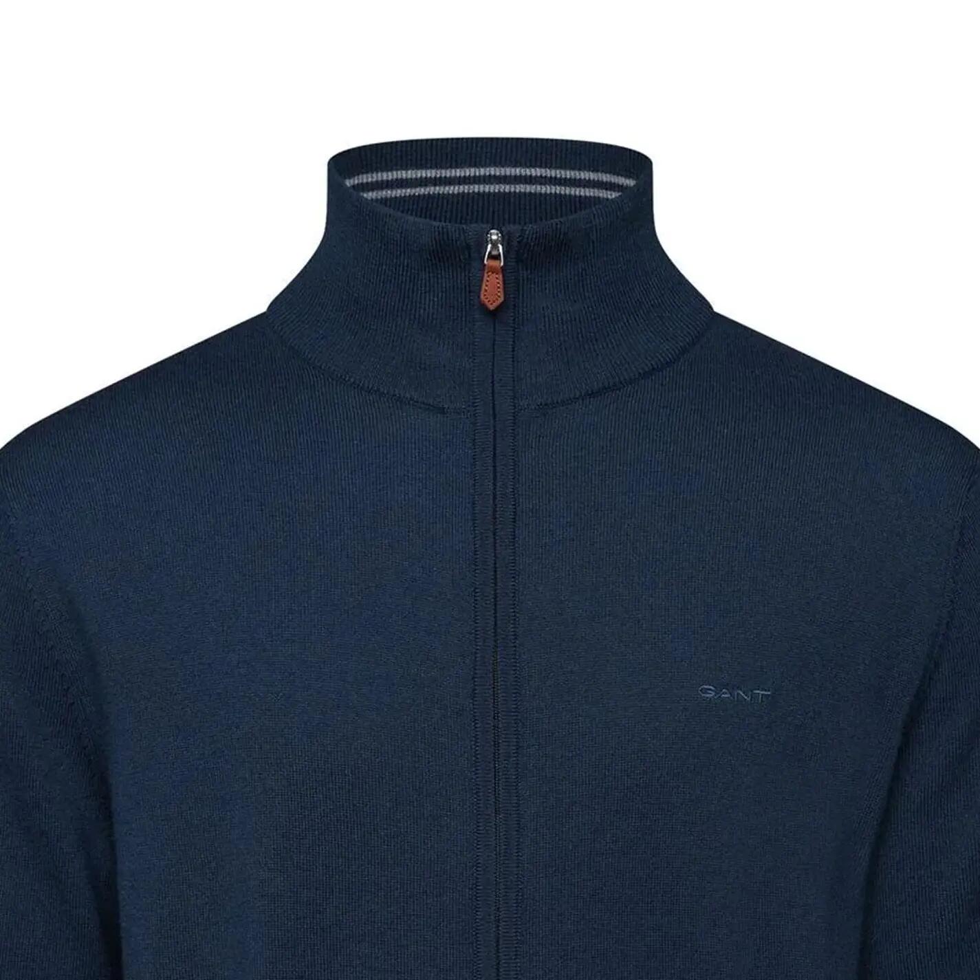 Mens Textured Cotton Fleece Jacket (Marine) 3/3