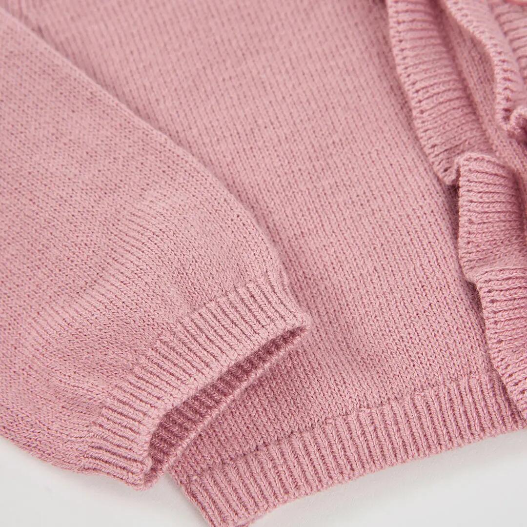 Chaqueta punto bebé niña rosa con volantes 4/4