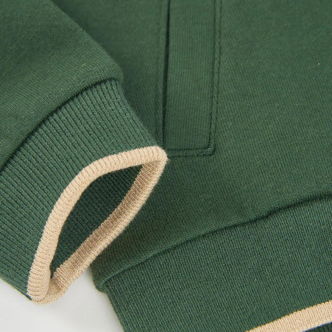 Chaqueta felpa niño verde con capucha y parche 4/4
