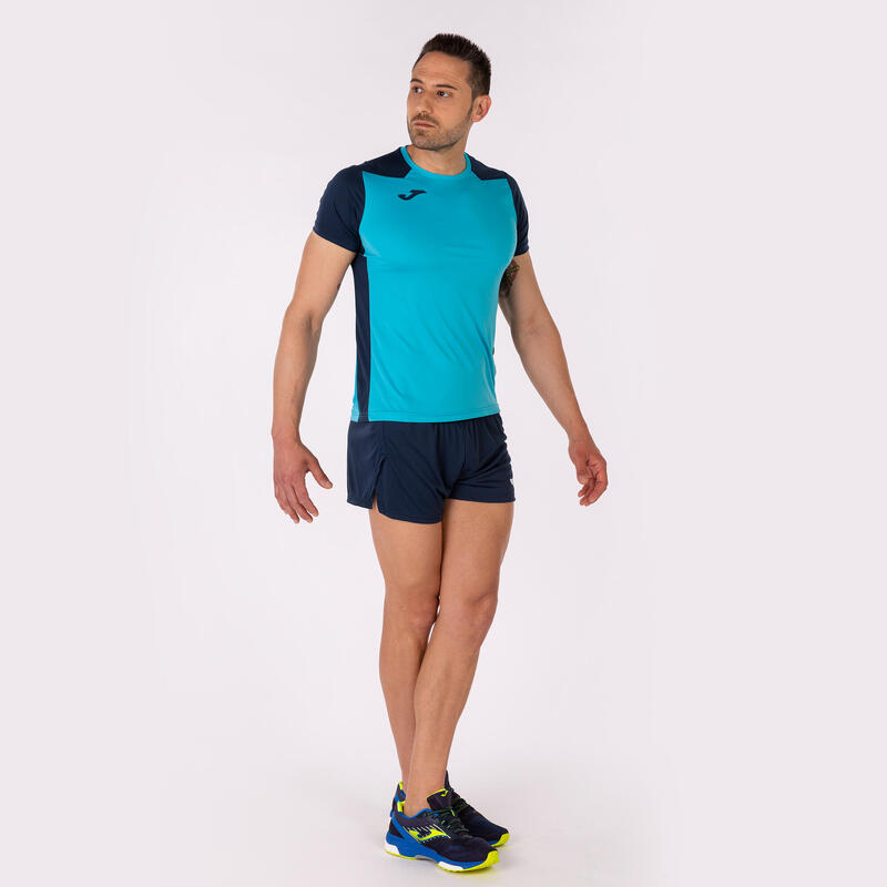 Maillot manches courtes Homme Joma Record ii turquoise fluo bleu marine