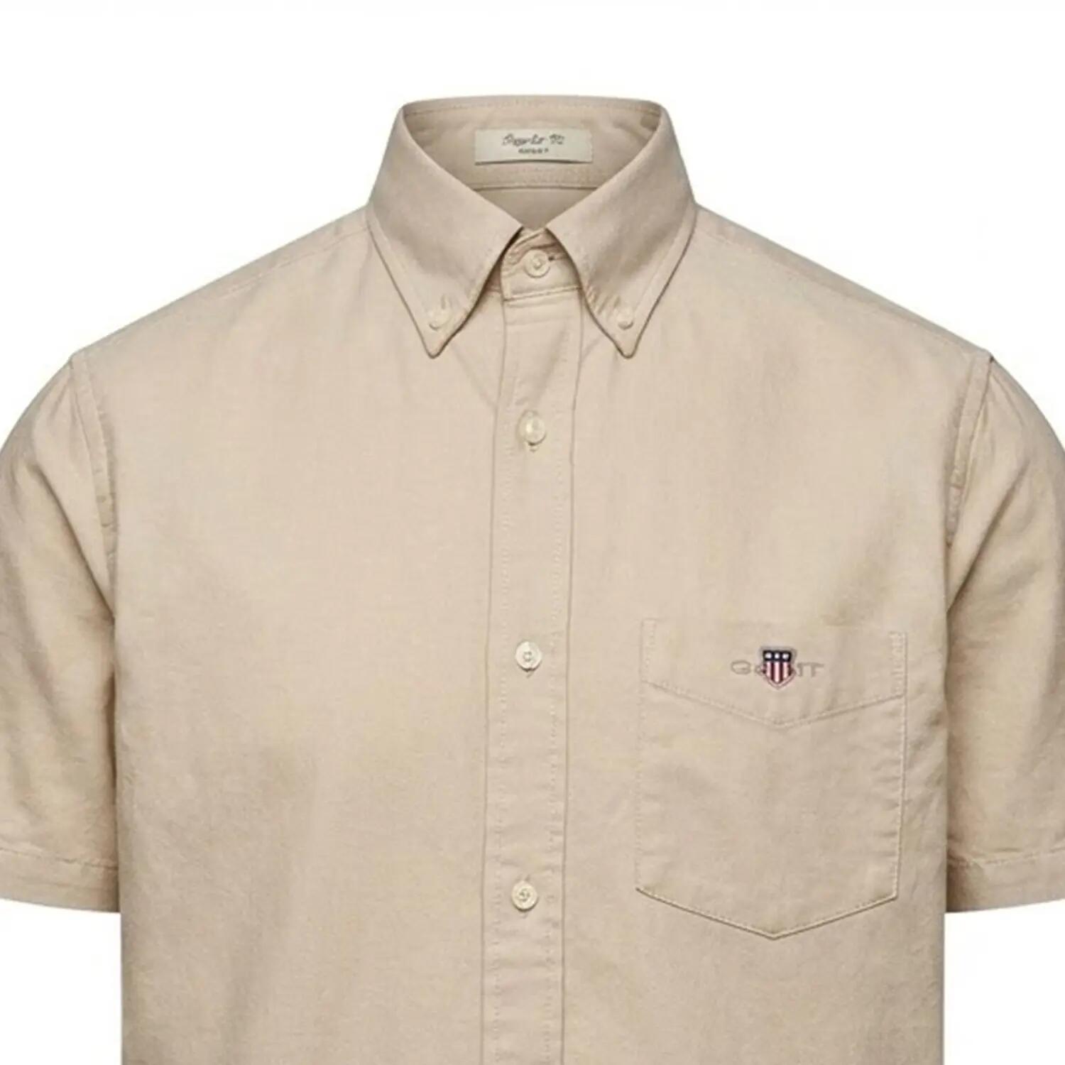 Camicia Regolare Oxford Maniche Corte Uomo Gant Beige 3/3