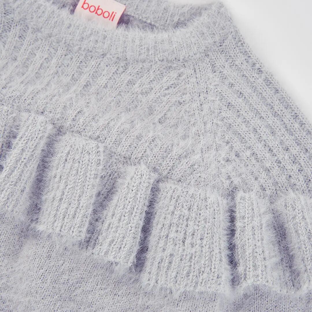 Jersey niña beige con volantes 3/4