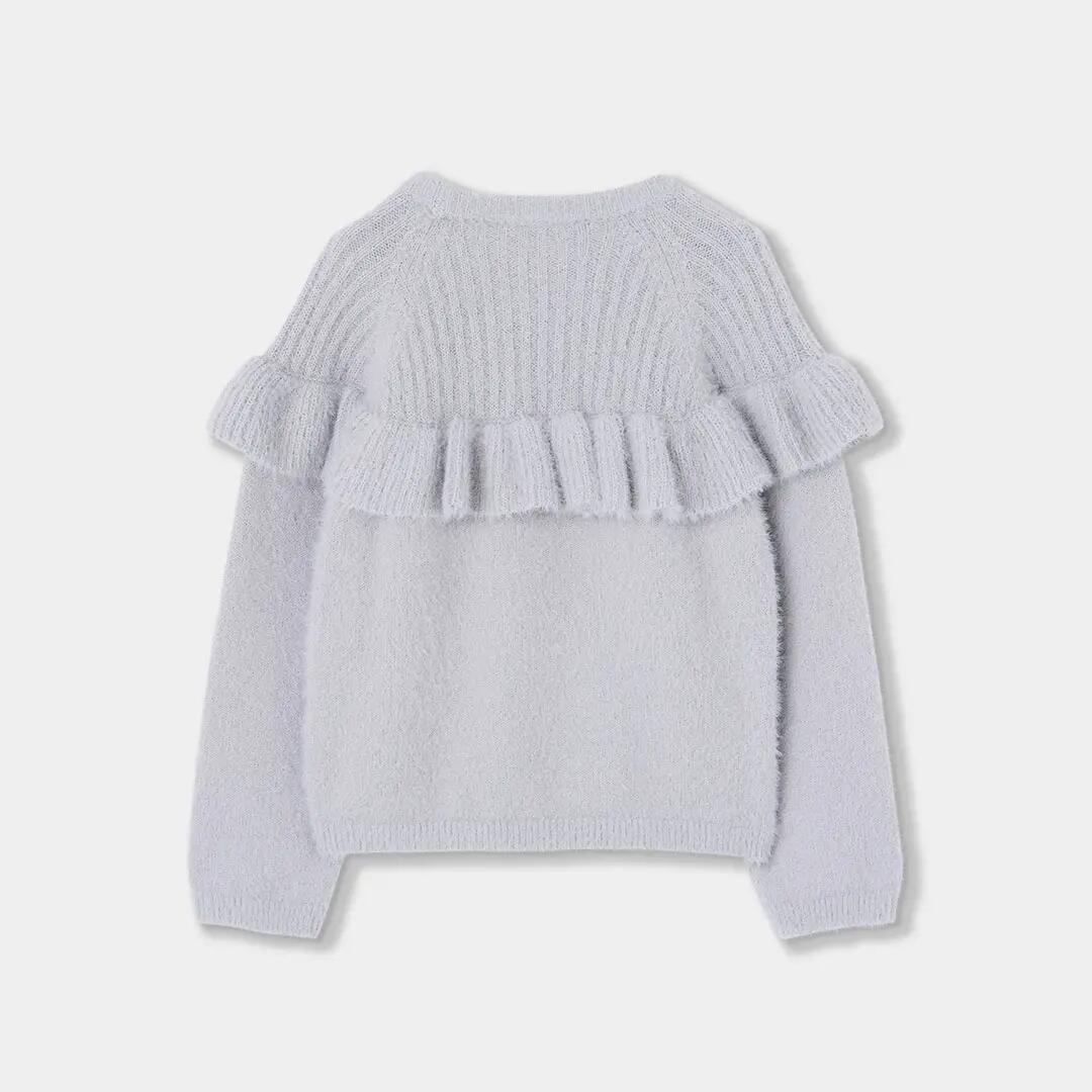 Jersey niña beige con volantes 2/4