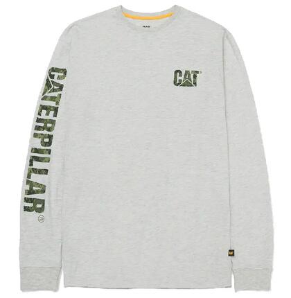 Caterpillar CAT Trademark Banner T-Shirt Homme à manches longues Gris XL