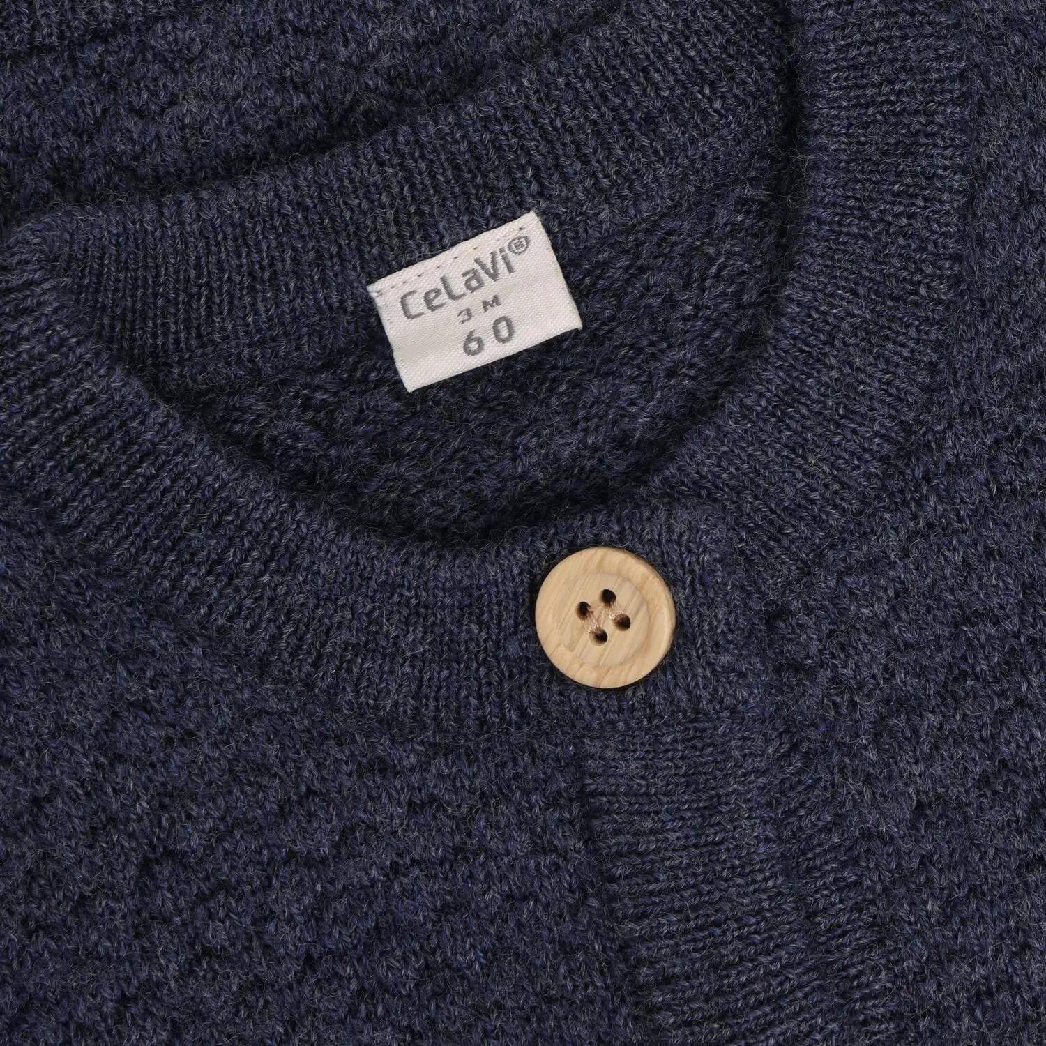Woll Strickjacke Ombre Blue Melange 3/4