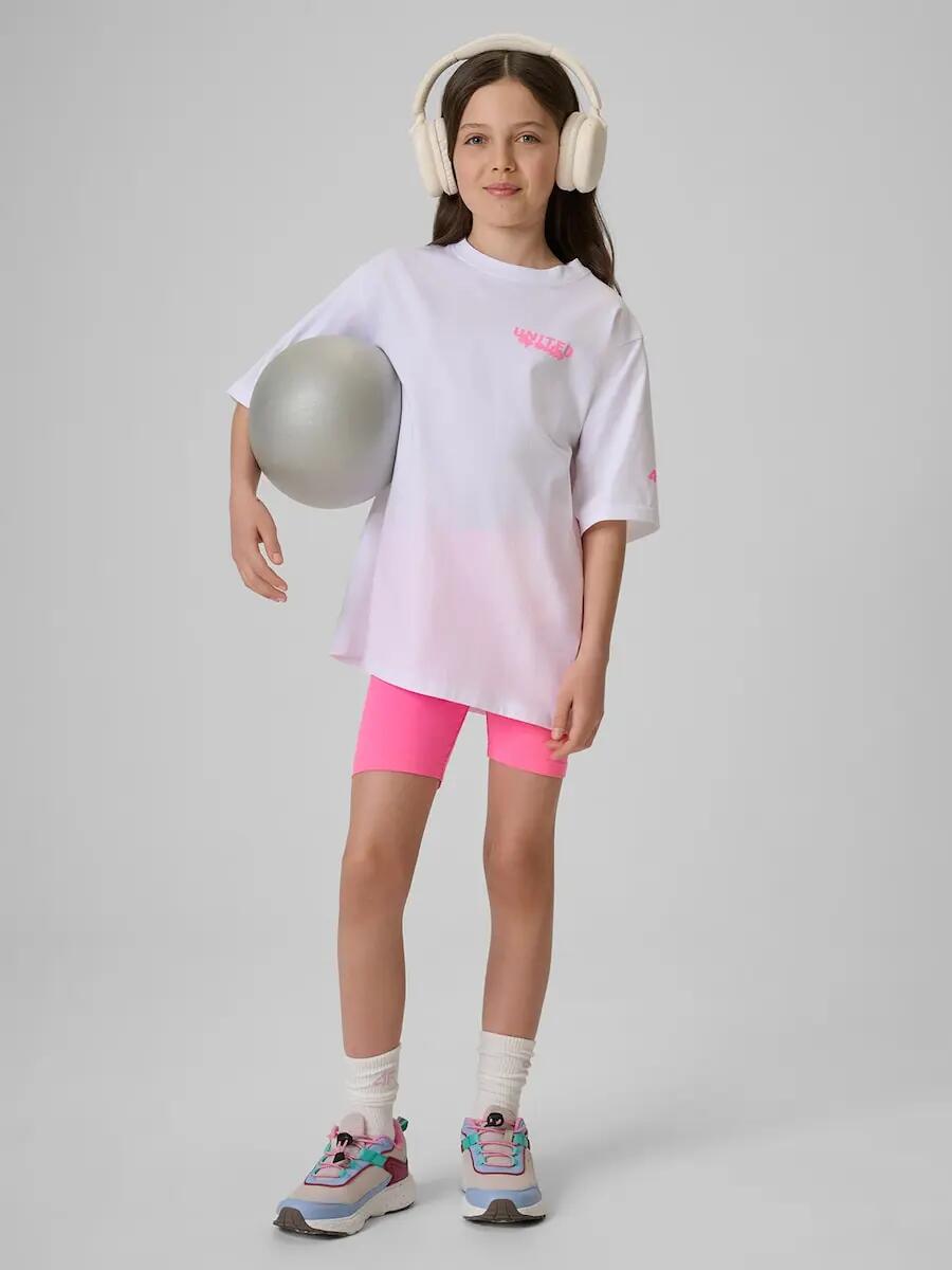 T-shirt loose z nadrukiem dziewczęcy 4F 4FJRSS26TTSHF3910 4/7