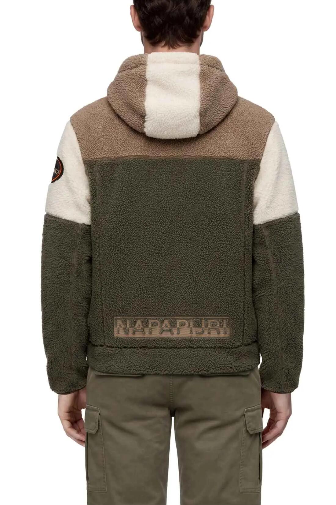 Pile - Uomo - zip e cappuccio - Taralga - verde militare 2/4