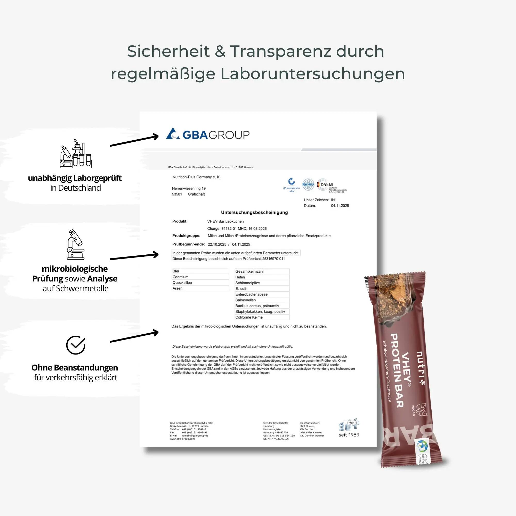 Nutri+ Vhey vegan protein bar, high protein and low sugar, Lebkuchen flavour 6/6
