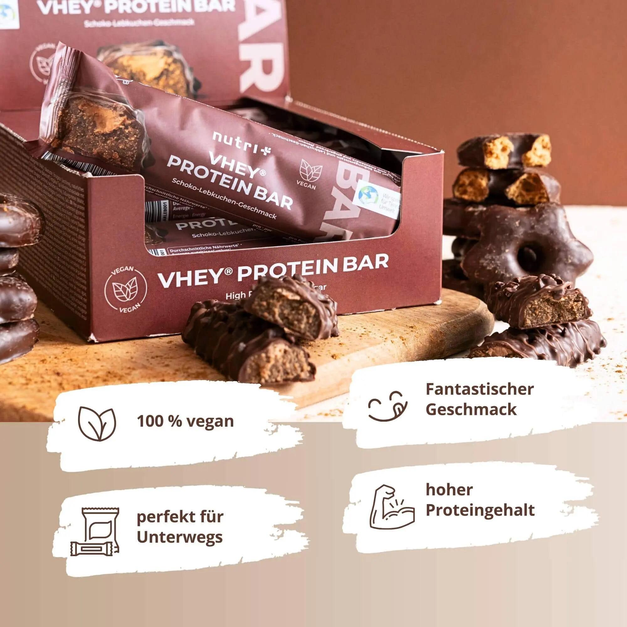 Nutri+ Vhey vegan protein bar, high protein and low sugar, Lebkuchen flavour 2/6