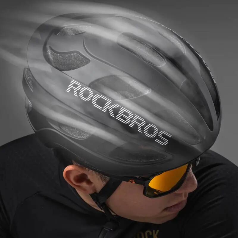 Kask rowerowy dla dorosłych (58-62 cm) czarny lśniący, połysk ionic+ ROCKBROS 3/6