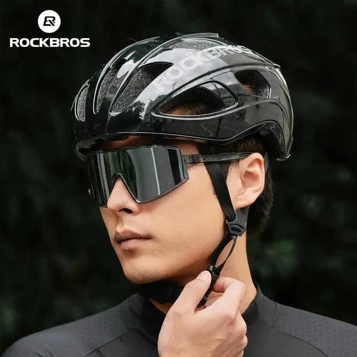 Kask rowerowy dla dorosłych (58-62 cm) czarny lśniący, połysk ionic+ ROCKBROS 2/6