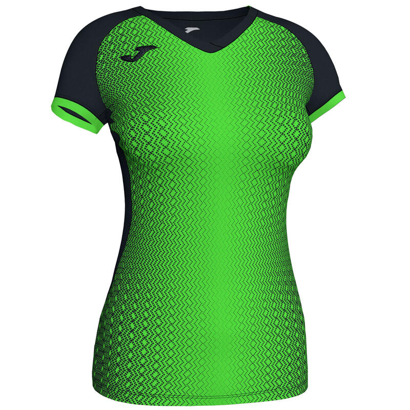 Camiseta manga corta Mujer Joma Supernova negro verde flúor