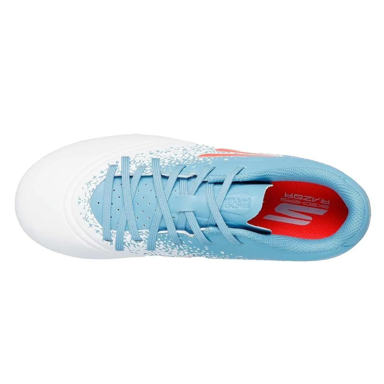 Chaussures De Foot Pour Terrain Ferme RAZOR Enfant (Blanc / Bleu) 3/5