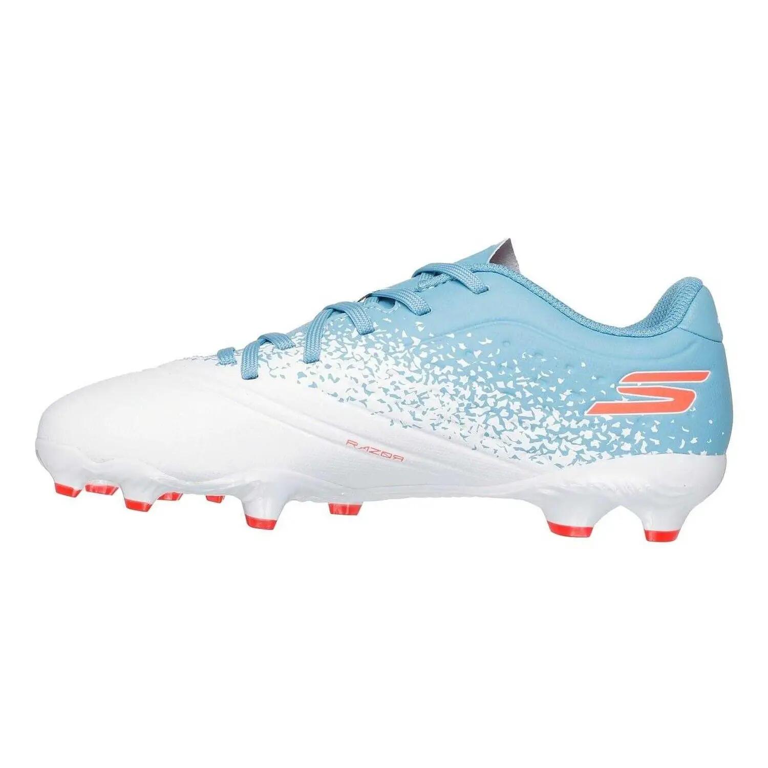 Chaussures De Foot Pour Terrain Ferme RAZOR Enfant (Blanc / Bleu) 2/5