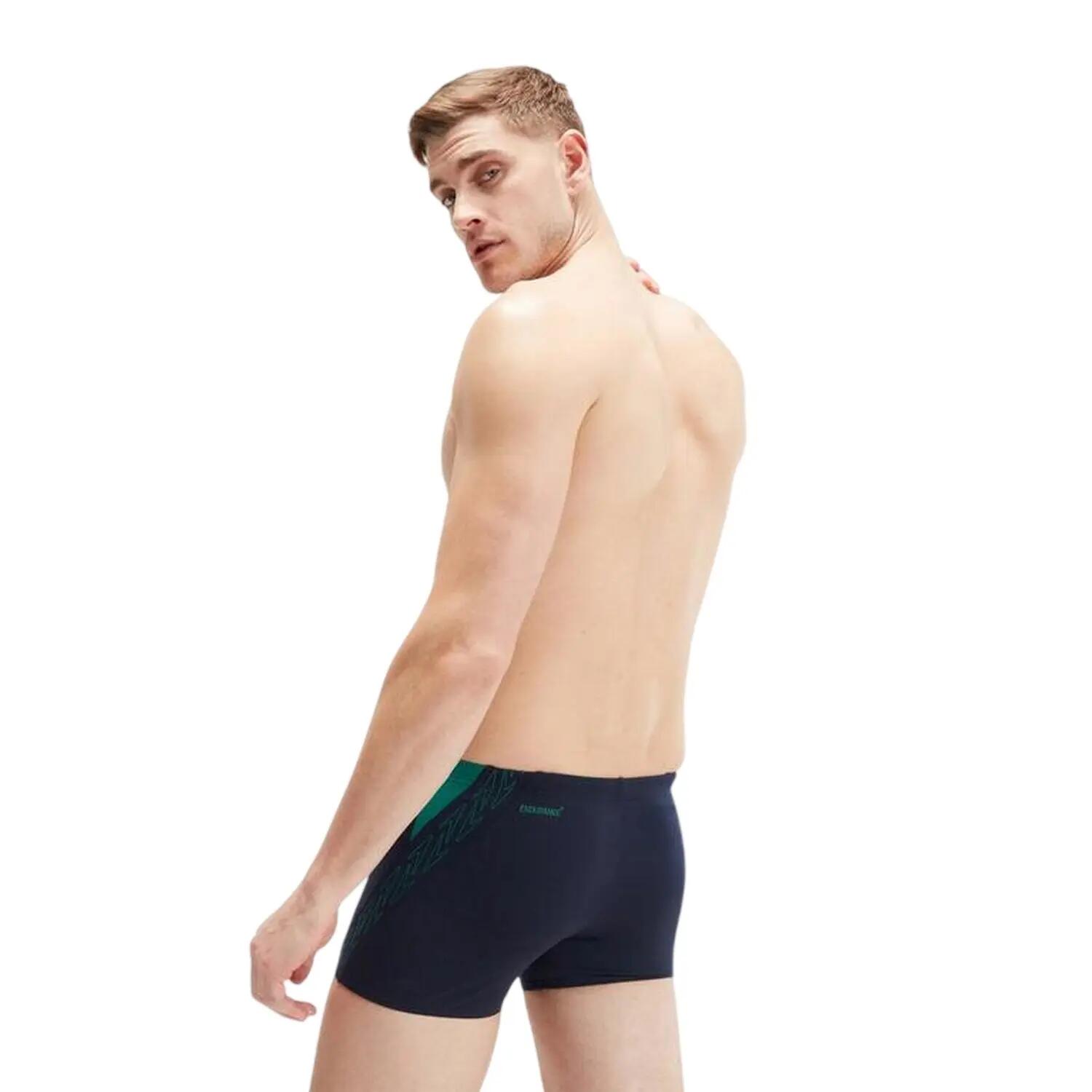 Mens Hyper Boom Swimming Trunks (Navy/Green) 3/4
