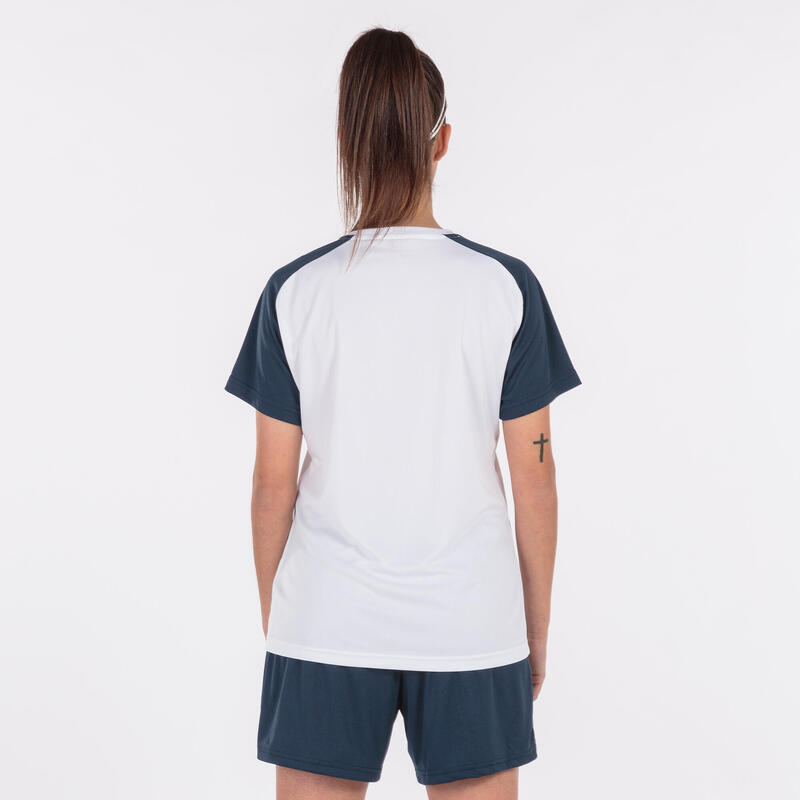 Maillot manches courtes Femme Joma Academy iv blanc bleu marine