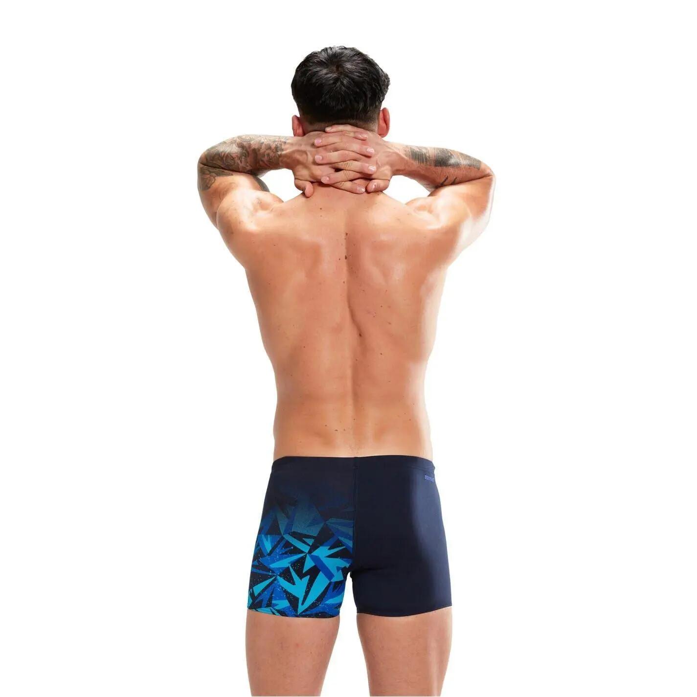 Mens Hyper Boom Swim Shorts (Black/Blue) 3/4
