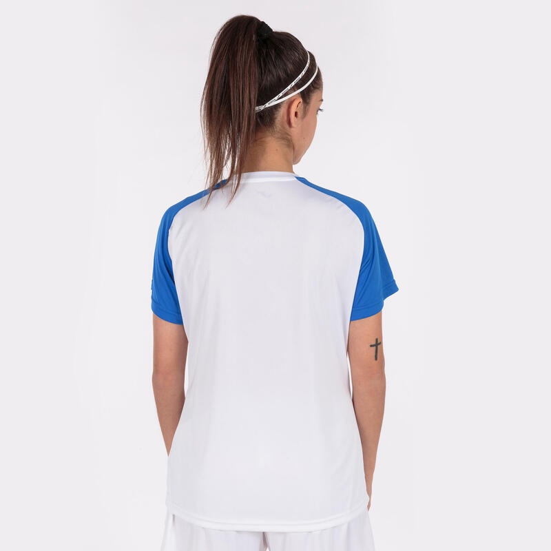 Maillot manches courtes Femme Joma Academy iv blanc bleu roi