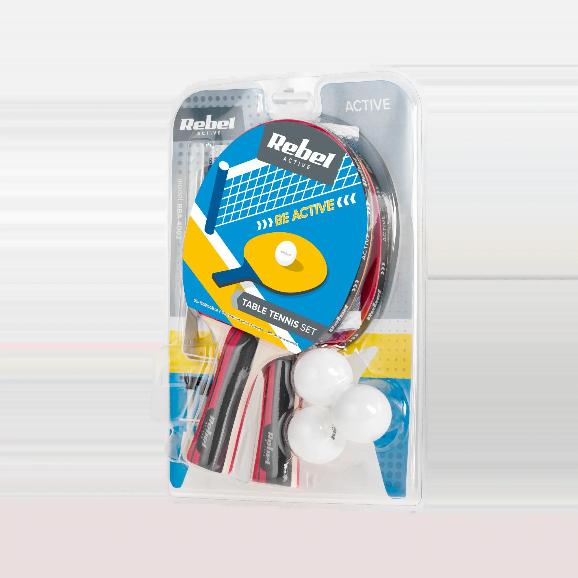Zestaw rakietek do tenisa stołowego ping ponga z siatką REBEL ACTIVE 7/7