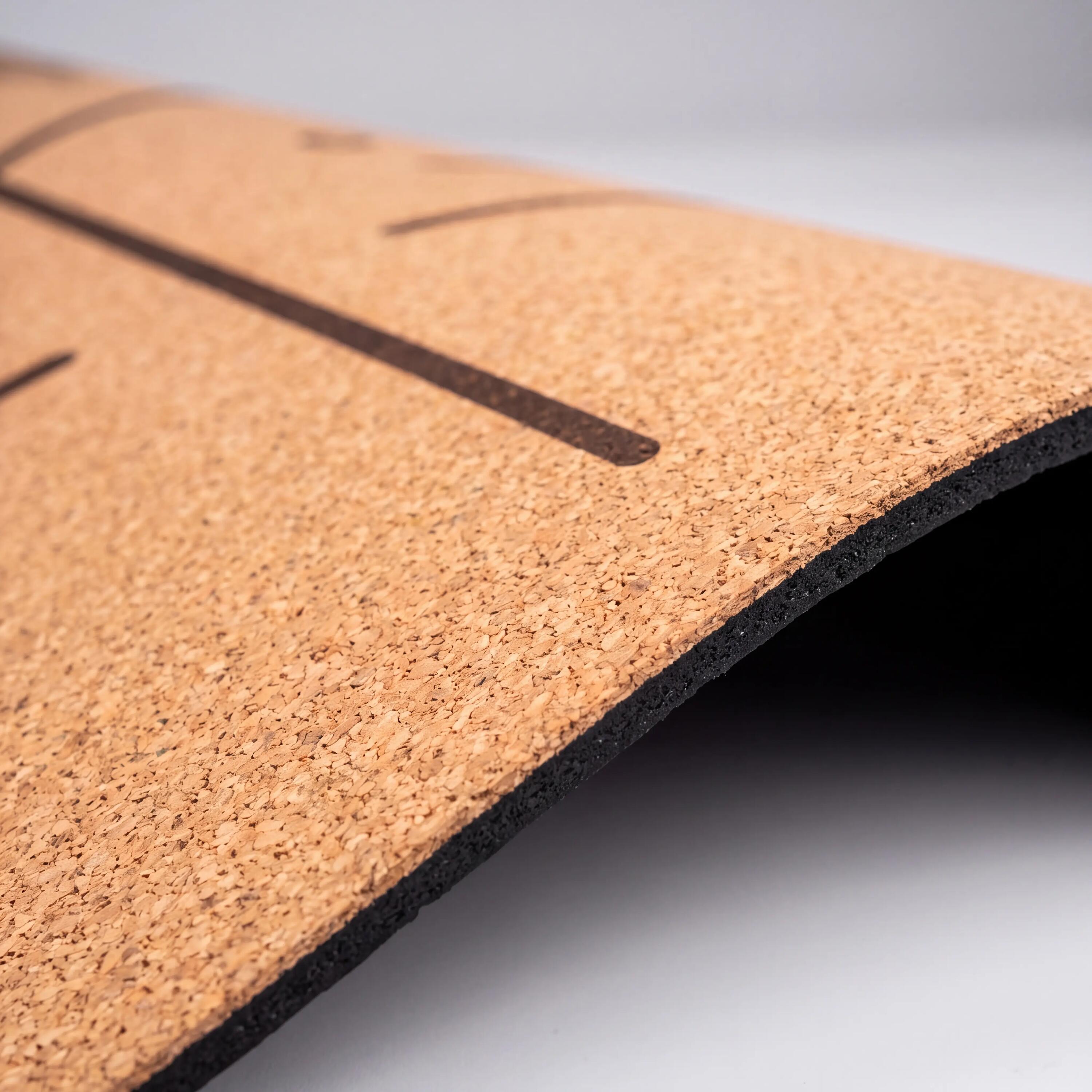 Yoga Kork-Matte rutschfest 180x60cm 4mm Alignment-Linien Naturkautschuk 7/7