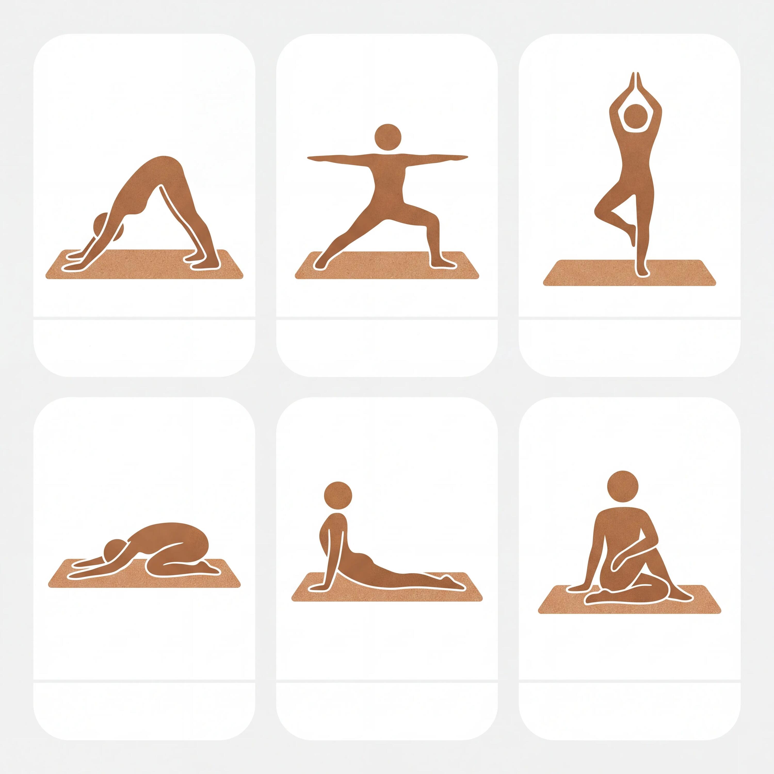 Yoga Kork-Matte rutschfest 180x60cm 4mm Alignment-Linien Naturkautschuk 6/7