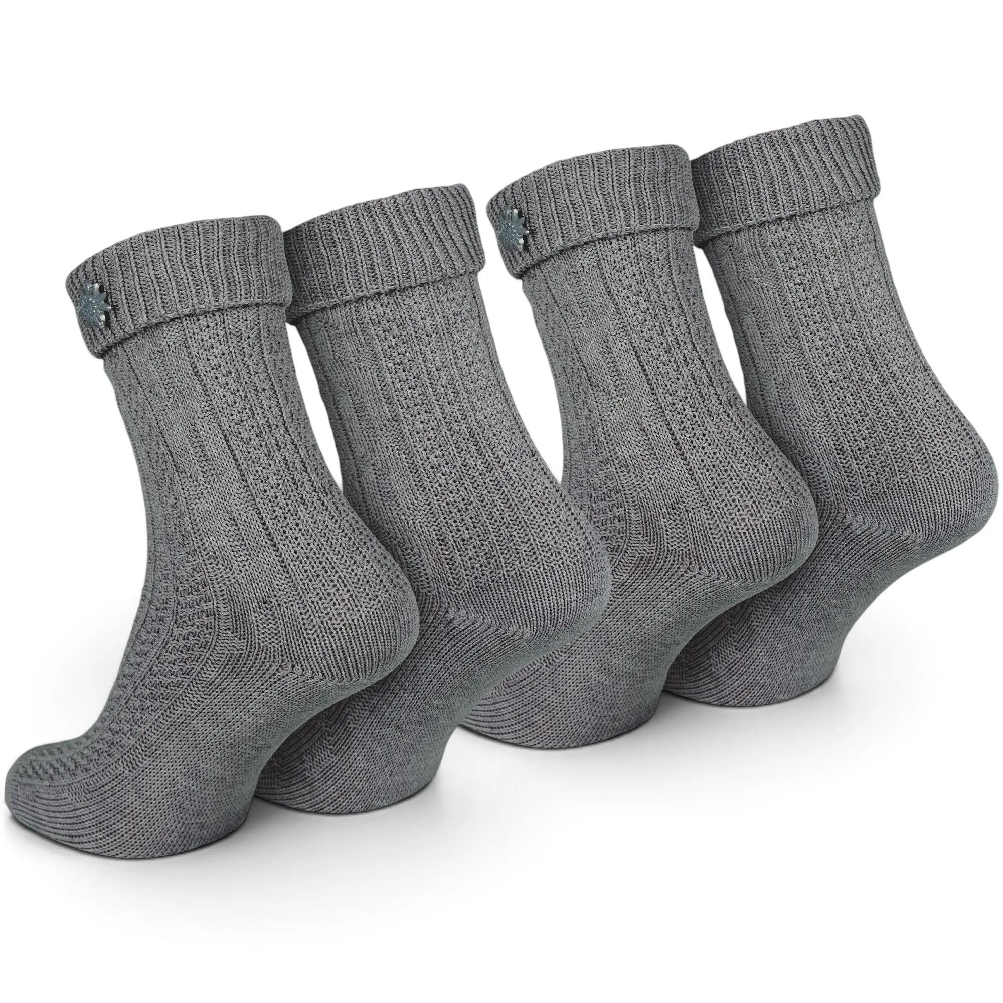 Trachtensocken 2 Paar – Schoppersocken Damen & Herren Oktoberfest Grau-35/38 3/8