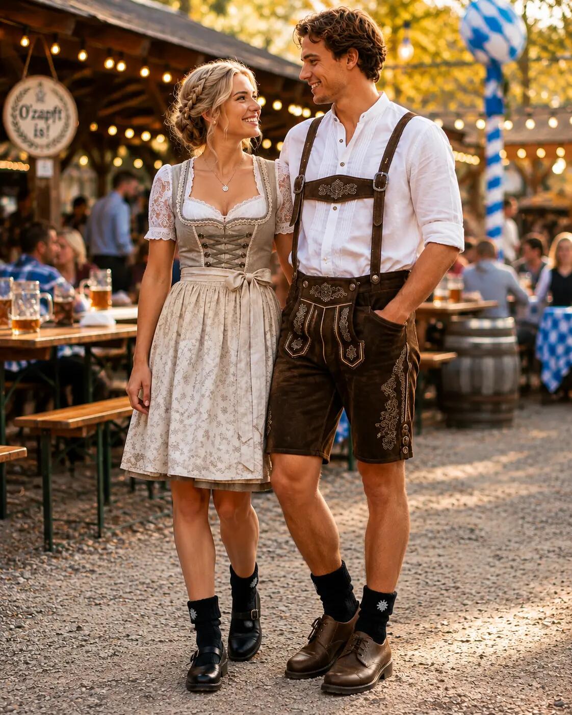 Trachtensocken 2 Paar – Schoppersocken Damen & Herren Oktoberfest Grau-35/38 8/8