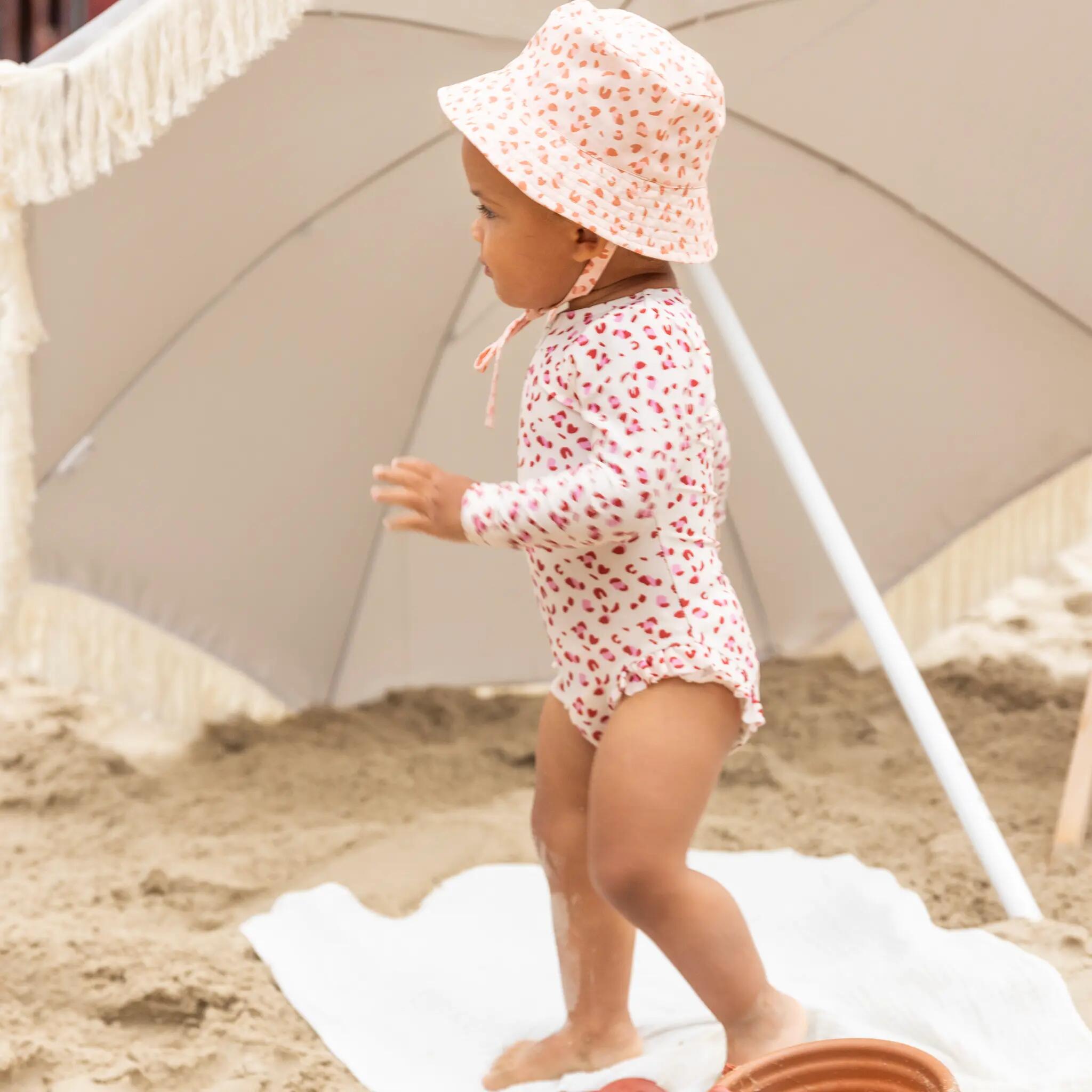 Swim Essentials Cappello da sole - Old Pink - Leopard - 4/8 anni 2/4