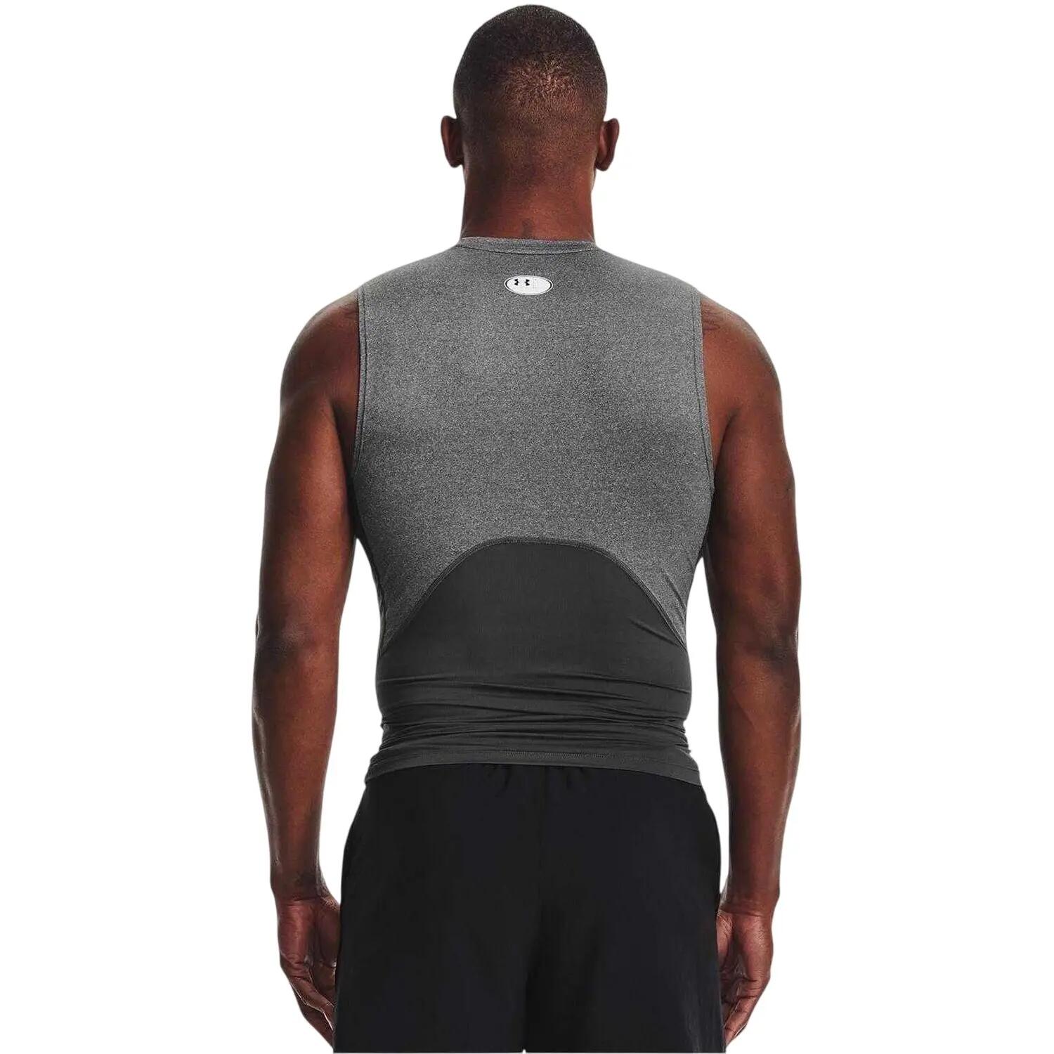 Camisa de Compresión HeatGear Sin Mangas para Hombre Carbón Jaspeado 2/7
