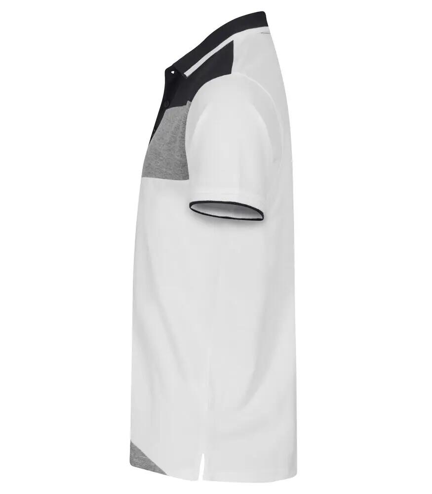 clique Polo Conrad unisex bianco in 100% cotone con profilo a contrasto 3/4